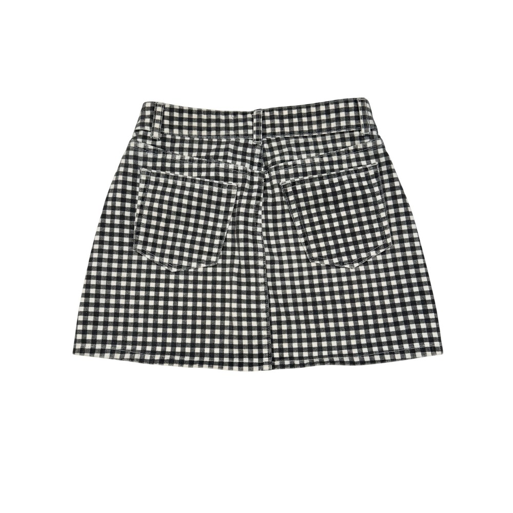 Reformation Bianca Skirt Mia Gingham Black White Front Button Mini Skirt 27 - Picture 2 of 8